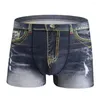 Unterhosen Herren Unterwäsche Denim Muster Fake Jeans Print Baumwolle Boxershorts