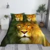 Juego de sábanas de León con estampado 3D, Sábana plana con funda de almohada para niños y adultos, tamaño King Queen, tamaño doble completo, venta al por mayor