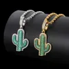 Joyería de Hip Hop, colgante de Cactus sólido para hombre, Micro conjunto de moda, collar personalizado de circón, accesorios