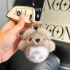 Real Genuine Fur Totoro Cat keychain Kides Toy Doll Pompom Ball Bag Charm Pendant Keyring Gift