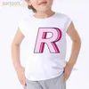 T-shirts t shirt boys t shirts Pink S R kids tshirt Red Y V W Letter Graphic t-shirts baby girl tops for girls-clothing children clothes ldd240314