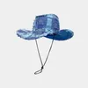 Berets Vacigoden Moda Retro Áspero Selvedge Gingham Cowboy Bucket Chapéu Homens Mulheres Ao Ar Livre Acampamento Férias Proteção Solar