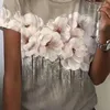 Blouses pour femmes Chemisier à manches courtes Chemisier doux et extensible Femmes Top Imprimé floral Tops tuniques pour Streetwear Coupe ample Vêtements d'été mignons