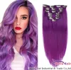 100 Real Human Hair Extensions Clip Ins Lila Straight Machine Made Raw Indian Remy Thick 70g 100g 120g Purple Clips In On Weave 7566470