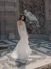 Fancy Applique Wedding Dress Spaghetti Straps Mermaid Bridal Bowns With Cape High Split Bride Dresses Custom Made Plus Size