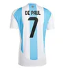 S-4XL Player Fans Version 2024 Argentine Messi Soccer Jerseys 24 25 Dybala Di Maria Martinez de Paul Maradona Fernandez Chemise de football de sport Hommes Femmes Kit de chaussettes pour enfants