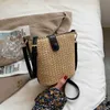 Тканая сумка-ведро серии Sen, женская летняя соломенная сумка через плечо, корейская версия, простая сумка-мессенджер на одно плечо