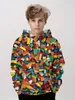 Cool Building Block 3D Print Hoodie Boys Casual Pullover Lång ärm Sweatshirt för Boy Girl Fashion Hoodies Barn Toppar Kläder 240227