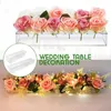 Akrylklart rektangulär blommavas 24-slotblommor arrangemang Vas Modernt bröllop Centerpiece Home Dining Table Decoration 240312