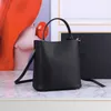 Sacs seau doubles en cuir noir pour femmes, sac seau de styliste, sacs à bandoulière de luxe classiques, fourre-tout décontractés Vintage, sac à main femme, sac à bandoulière de mode