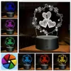 Bordslampor 1pc Love Heart 3D Night Light with Remote Touch Control 16 Färg Byt RGB omgivande lampor för sovrumsspelrum DCOR Birthday Holiday Present till GI