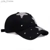 Ball Caps YAUU nieuwe merk baseball cs hoge kwaliteit Strass c met drie sterren Snback Casquette hoed voor vrouwen La effen kleur L240314