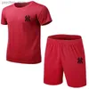 Trainingspakken voor heren Nieuwe zomer heren sportkleding comfortabel en ademend mesh hardloopset fitness hardlooppak T-shirt + shorts tweedelige set Q240314