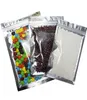 12X20CM100 X Translucent Aluminium foil Zip Lock Bags Silver Metallic aluminum Mylar and Resealable plastic pouch clear Front z5727033