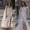 Fancy Applique Wedding Dress Spaghetti Straps Mermaid Bridal Bowns With Cape High Split Bride Dresses Custom Made Plus Size
