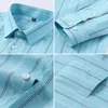 Camicia a righe da uomo in puro cotone 100% Oxford manica lunga vestibilità regolare da uomo tasca casual per il tempo libero autunno camicetta maschile S8XL 240307