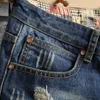 Mens Hole Denim Shorts Summer Fashion Casual Slim Fit Ripped Retro Short Jeans Male Brand 240313