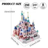 3D Puzzles Iron Star 3D Metal Puzzle Pink Dream Castle with Light DIY Assembly Model Kits Toy For Adults Children Gift To Girl Friend 240314