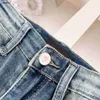 Popular bebê lavado jeans outono designer denim crianças calças tamanho 110-150 metal placa de identificação decoração criança calças 24mar