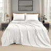 Set 3/4pcs Satin Fitted Bed Sheet Set,Solid Color Silk like Bedding Linen Set Twin Queen King Double Size Guesthouse Mattress Cover