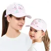 Top Caps Ebeveyn Kids Beyzbol Kapağı Anne Bebek Kızı Güneş Ayarlanabilir Yüksek Dağınık Çörek Ponycap Hızlı Kurutma Spor Şapkası