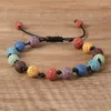 Charm Bracelets 10pcs Colored Lava Stone Ethnic Bracelet Hand Weaving Adjustable For Women Men Jewelry
