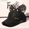 Ball Caps New Childrens Baseball Hat Lace Cute Bow Snback C Girls Leisure Sun Hat L240314