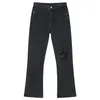 Jeans pour hommes 2024 printemps coréen haute rue trous lâches micro cornes concevoir décontracté mode couleur unie hip hop fermeture éclair coton