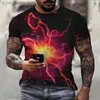 Herr t-shirts 2023 sommar ny herr t-shirt casual blixt cool 3d digitala tryckta t-skjortor för män kort slve t överdimensionerade män kläder y240314