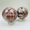 Esfera de cristal de ágata vulcânica drusa fluorescente linda bola de pedra preciosa vulcânica reativa UV Exclusiva de ágata de futebol mineral rocha display orbe presente de pedra natural