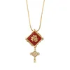 Hängen Copper Plated Red Agate Fu Zi Halsband Kvinnlig National Fashion Creative Sweater Chain