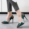 Dress Shoes Ladies 2024 Slip On Women's Pumps Autumn Pointed Toe Mixed Colors High Heels Water Proof Office Work