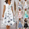 Casual Dresses Long Dress For Women Summer V Neck Beach Elegant A Line Midi Knee Length Party Walking