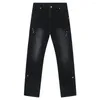 Jeans masculin 2024 SPRING COREAN Vintage High Street Disige Personnalité Zipper décontracté Retro Cotton Hip Hop Loose