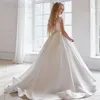 Vestidos de menina branco marfim flor de cetim para casamentos contas criança aniversário princesa crianças festa de noite primeira comunhão vestido de baile