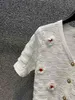 Designer cardigan t-shirt V-neck sweater Women's knitted sweater Fashion cardigan Women's patchwork flower buttons