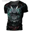 Men's T-Shirts Samurai Harajuku Printed Mens T-shirt Summer Round Neck Short Slve Strt Trend Tops Ts Oversized Clothing T Shirt For Men Y240314