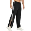 Mäns byxor Dragkedja Design Casual Loose Fit Side Sport Breattable Gym Training joggar med brett ben för bekväma