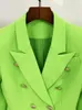 High Street Est Designer Jacket Womens Classic Metal Lion Knappar Double Breasted Slim Fiting Blazer Neon Green 240306