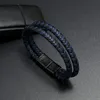 Men's Leather Bracelets Black Magnet Buckle Bracelet Magnetic Braid Double Layer Bracelet Bangle Wristband Man Jewelry