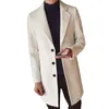 Men's Trench Coats Men Coat Solid Color Knee Length Buttons Overcoat Business Style Woolen For Work