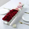 Akrylklart rektangulär blommavas 24-slotblommor arrangemang Vas Modernt bröllop Centerpiece Home Dining Table Decoration 240312