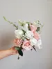 Düğün Çiçekleri Whitney Buket Tozlu Pembe Güller Fildişi Gerçek Pos Centros de Mesa Para Boda Tören İçin Süslemeler