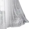 Cortinas bordadas florais brancas tule cortina de tela de janela para sala de estar quarto luxo puro voile cortina cega decoração de porta