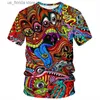 Męskie koszulki Kolorowa trippy T-shirt dla mężczyzn drukowane 3D Fajne projekty T Shirt Women T Shirts Dzieci Summer Casual Gym Short Slve Y240321