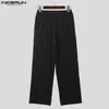 Men's Pants INCERUN 2024 Korean Style Trousers Fashion Textured Striped Long Casual Streetwear Straight Leg Pantalons S-5XL