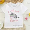 T-shirts T-shirt pour garçons/filles drôle oiseau amour scooter graphique enfants t-shirt décontracté garçons/filles vêtements tout-appropriés enfant en bas âge bébé t-shirt ldd240314