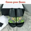 Designer slippers flat Scuffs sandals rubber slides pink black floral Canvas green blue flowers mens luxury slipper womens fashion summer slide sandal beach shoes