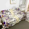 Coperte Coperta di design Coperta con lettere di fiori viola Coperta per pisolino per ufficio Coperta invernale addensata calda per decorazioni da viaggio 150 * 200 cm con confezione regalo 240314