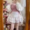 Skirts Mikumn Japanese Harajuku Girls Kawaii Lace Pleated Women High Waist Bow Lace-up Fairy Y2k Aesthetic Cute Cake Mini